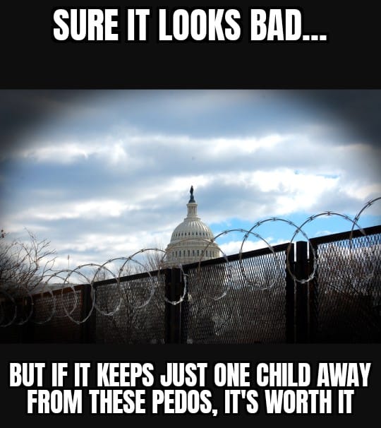 Image of the US Capitol surrounded with barbed wire