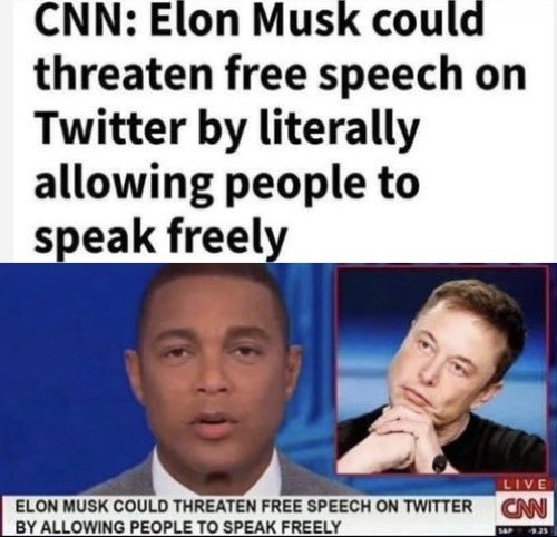 CNN: Elon Musk could threaten free speech by literally allowing people to speak freely.